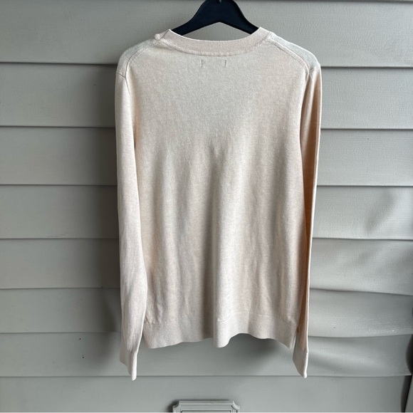 Quince Lightweight Cotton Cashmere V-Neck Sweater Heather Oatmeal Size L Capsule - Picture 2 of 9